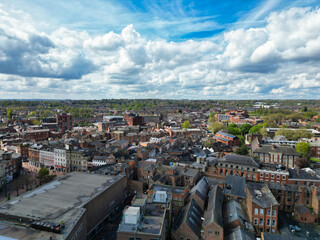 Obraz premium High Angle View of Historical Derby City Centre, England United Kingdom. April 26th, 2024