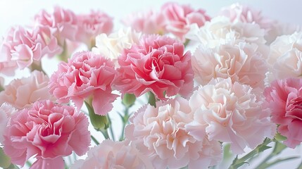 An exquisite arrangement of carnations elegantly displayed against a pristine white backdrop leaving room for your personal touch