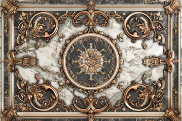 Obraz premium Baroque, barocco ornate marble ceiling non linear reformation design. elaborate ceiling with intricate accents depicting classic elegance and architectural beauty