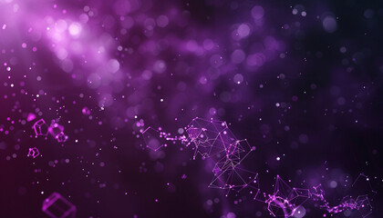 Deep space purple with tiny abstract futuristic molecules sophisticated small polygonal shapes weaving subtly through the cosmic scene.