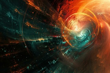 Visionary Abstract futuristic background. Dark neon space. Generate Ai