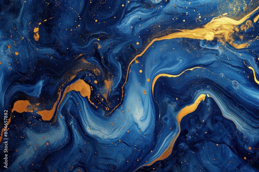 Poster mesmerizing abstract blue gold. sparkle bokeh. generate ai