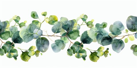 Fresh Eucalyptus Leaves on White Background Generative AI