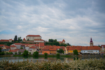  panorama of the old town of Ptuj with castle, Slovenia