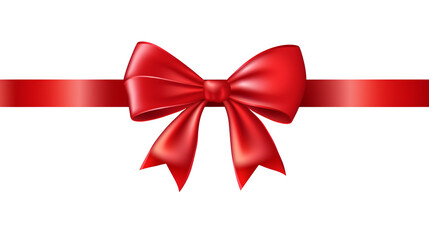 red ribbon with bow isolated on transparent background