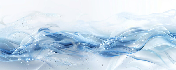 Frosty Winter Waves, Crisp White and Blue Wavy Abstract, Ice Inspired, Isolated on White