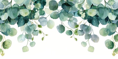 Eucalyptus Leaves on White Background Generative AI