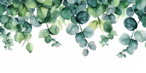 Eucalyptus Leaves on White Background Generative AI
