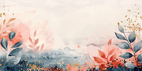 Winter Floral Background with Gold Accents Generative AI