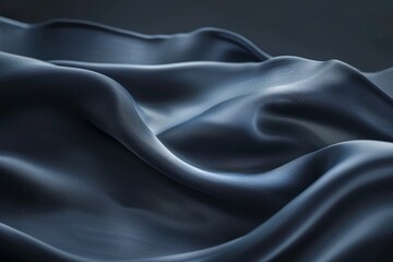 Fototapeta premium Detailed close-up of smooth blue silk fabric with subtle light reflections and textures