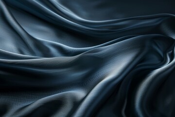 Obraz premium Detailed closeup of a smooth dark blue fabric with subtle light effects