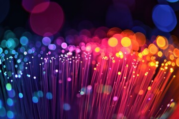 Futuristic Abstract fiber optics. Internet cable. Generate Ai - obrazy, fototapety, plakaty