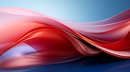 Abstract Red Flowing Silk-like Design with Smooth Waves and Gradient.