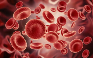 The flow of blood in a blood vessel.