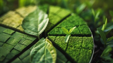 Green Investment Portfolio, A pie chart divided into sections representing different renewable energy or sustainable companies, close-up