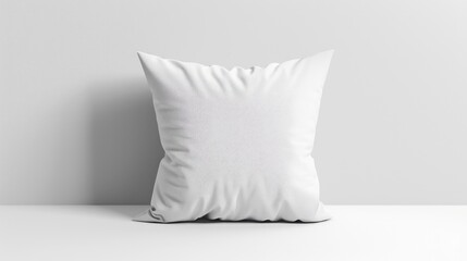 Modern Interior Design: Square White Throw Pillow Mock-up with Clipping Path for Wall Isolated