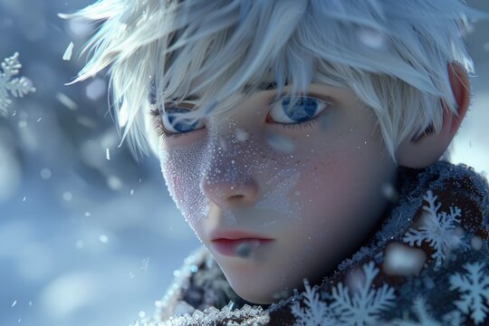 Jack Frost: The Bringer of Winter's Chill. A 3D Rendered Character with Snowy Icy Perfection
