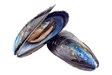 Fresh mussel isolated on transparent background.