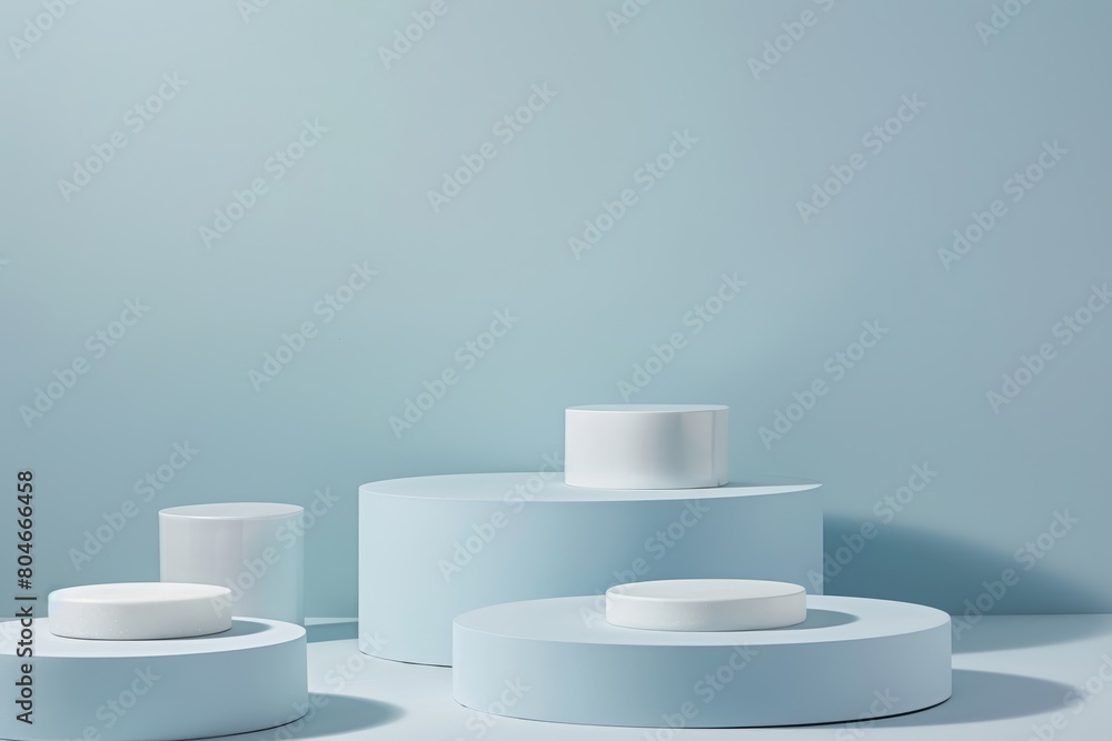 Aufkleber multiple white objects arranged on a table against a light blue background