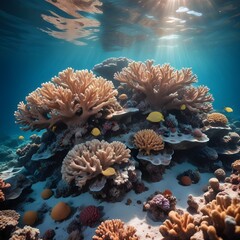 a large coral reef on the ocean floor. 