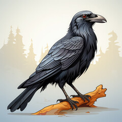 Fototapeta premium Watercolor Raven vector, clipart Illustration, Generative Ai