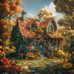 Fototapeta premium old house in the forest