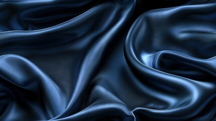 Fototapeta premium A close-up of the blue fabric reveals its soft texture, as it features a very wavy pattern in the center