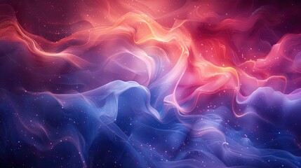 A colorful, swirling galaxy with a purple and blue background and a red