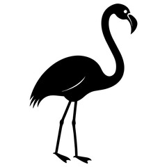Graceful Flamingo Full Body Silhouette: Elegant Avian Art on White