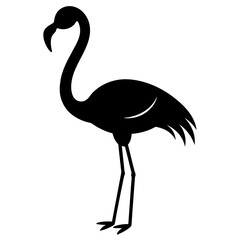 Graceful Flamingo Full Body Silhouette: Elegant Avian Art on White