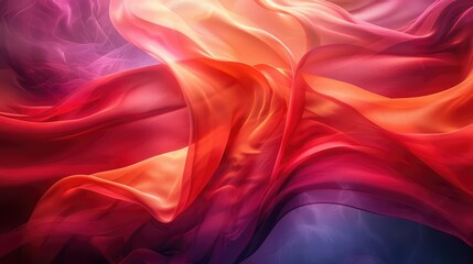 A colorful, flowing piece of fabric with a red and orange hue
