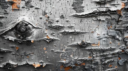 Scarred and Cracked Aspen Bark Texture on a White Background - Old, Textured, and Raw