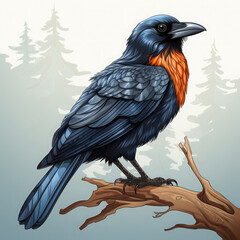 Fototapeta premium Watercolor Raven vector, clipart Illustration, Generative Ai