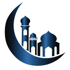 Art & Illustration of moon and mosque
