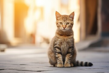 stray cat sitting on the street