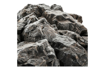 Rough rocky surface isolated on transparent background.