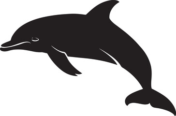 Dolphin silhouette - marine mammal. Bottlenose dolphin - vector image for a logo or sign. Dolphins are inhabitants of the ocean.