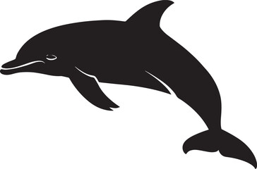 Obraz premium Dolphin silhouette - marine mammal. Bottlenose dolphin - vector image for a logo or sign. Dolphins are inhabitants of the ocean.