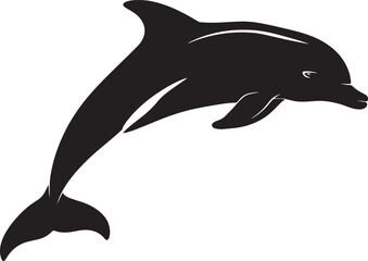 Fototapeta premium Dolphin silhouette - marine mammal. Bottlenose dolphin - vector image for a logo or sign. Dolphins are inhabitants of the ocean.