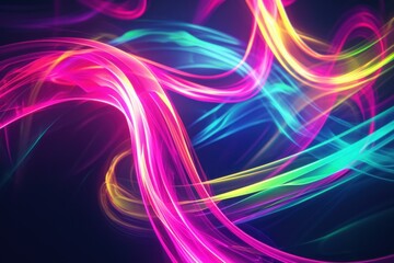 Naklejka premium Hypnotic Abstract neon wave. Glow bow light. Generate Ai