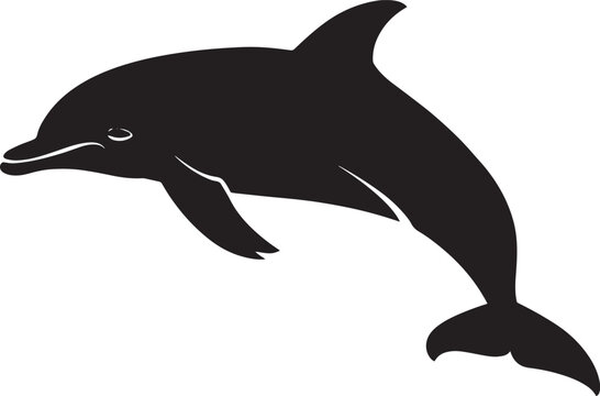recommend clip art: Dolphin silhouette - marine mammal. Bottlenose dolphin - vector image for a logo or sign. Dolphins are inhabitants of the ocean.