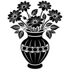 Graphics image Illustration silhouette A flower vase with flowers