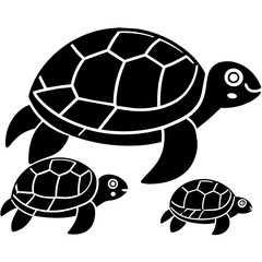 Turtle mom illustration baby illustration for children in flat style simple shapes on white background