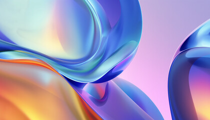 Flowing blue lines and swirls create a colorful, abstract wave pattern