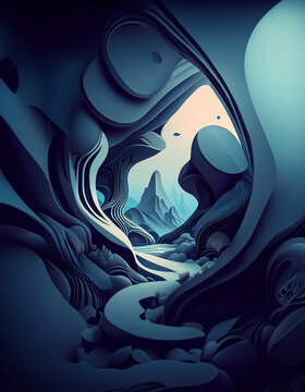 Blue abstract desert background