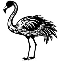 Graceful Flamingo Full Body Silhouette: Elegant Avian Art on White
