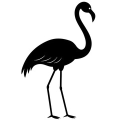 Fototapeta premium Graceful Flamingo Full Body Silhouette: Elegant Avian Art on White 