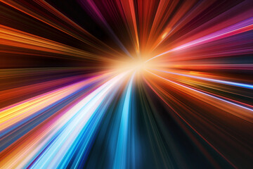 Abstract colorful light rays burst in a blur of motion design