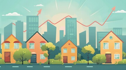 Illustration of a house with an upward arrow for home investment