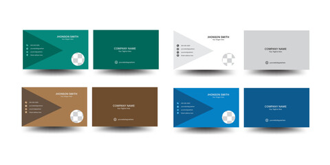 a white green and blue modern creative business card and name card. double sided business card template modern and clean style . Visiting card for business and personal use.